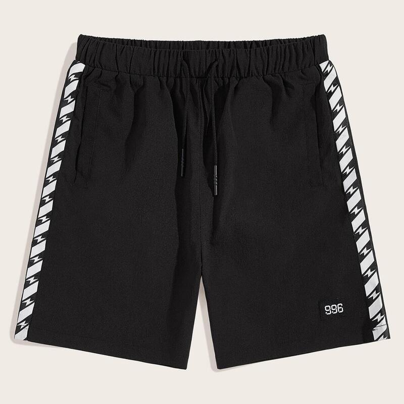 

Guys Geo Print Drawstring Waist Shorts, Black