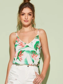 SHEIN Top de tirante con estampado tropical doble escote V - Multicolor - Ver 1