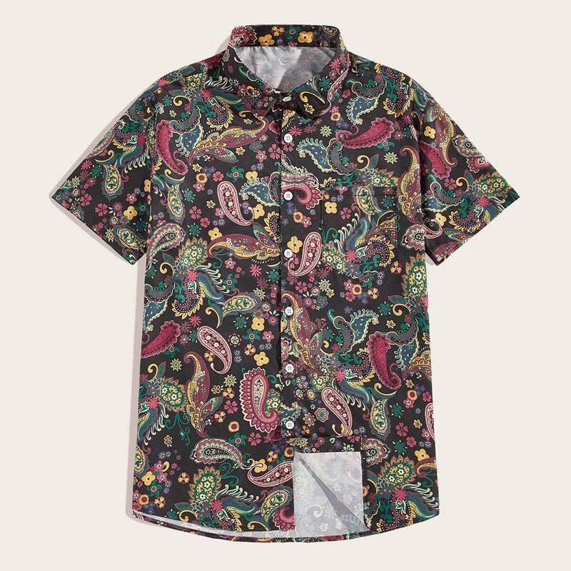 

Guys Tribal And Floral Print Shirt, Multicolor