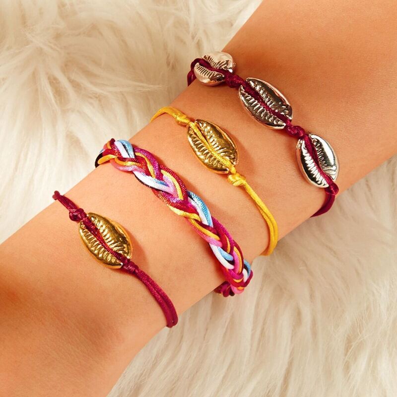 

Cowrie Shell Decor Bracelet 4pcs, Multicolor