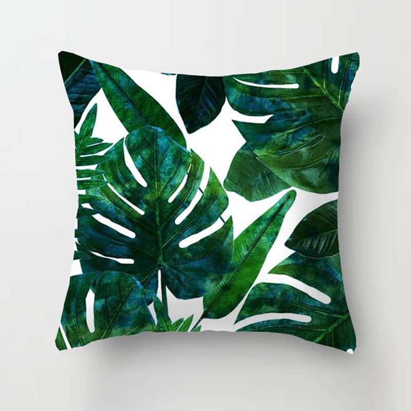 

Tropical Leaf Print Cushion Cover, Multicolor