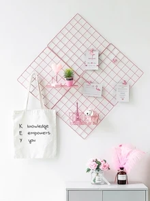 1pc Wall Hanging Decorative Rack, Modern Pink Grid Design Hanging Decoration For Home,Home Decor ,Room Decor,Wall Decor Gifts Birthday Graduation - Pink - View 2