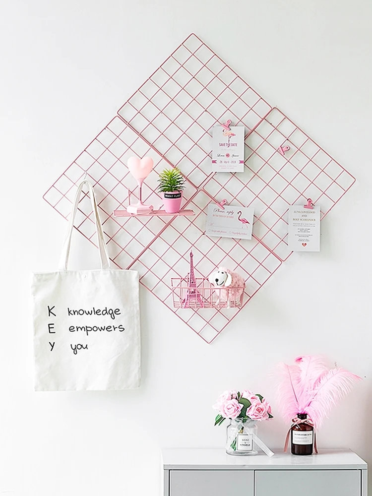 1pc Wall Hanging Decorative Rack, Modern Pink Grid Design Hanging Decoration For Home,Home Decor ,Room Decor,Wall Decor Gifts Birthday Graduation