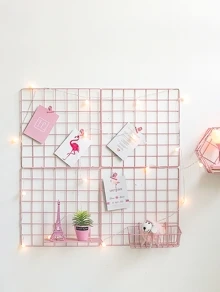 1pc Wall Hanging Decorative Rack, Modern Pink Grid Design Hanging Decoration For Home,Home Decor ,Room Decor,Wall Decor Gifts Birthday Graduation - Pink - View 4