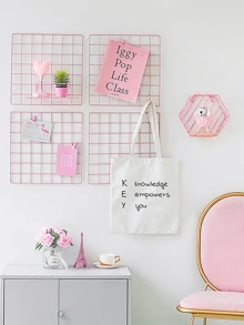 1pc Wall Hanging Decorative Rack, Modern Pink Grid Design Hanging Decoration For Home,Home Decor ,Room Decor,Wall Decor Gifts Birthday Graduation - Pink - View 5