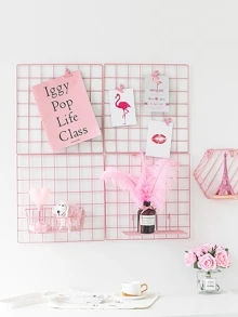 1pc Wall Hanging Decorative Rack, Modern Pink Grid Design Hanging Decoration For Home,Home Decor ,Room Decor,Wall Decor Gifts Birthday Graduation - Pink - View 7