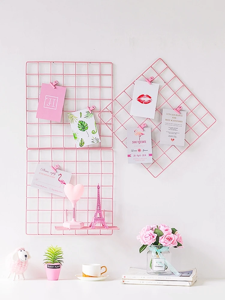 1pc Wall Hanging Decorative Rack, Modern Pink Grid Design Hanging Decoration For Home,Home Decor ,Room Decor,Wall Decor Gifts Birthday Graduation