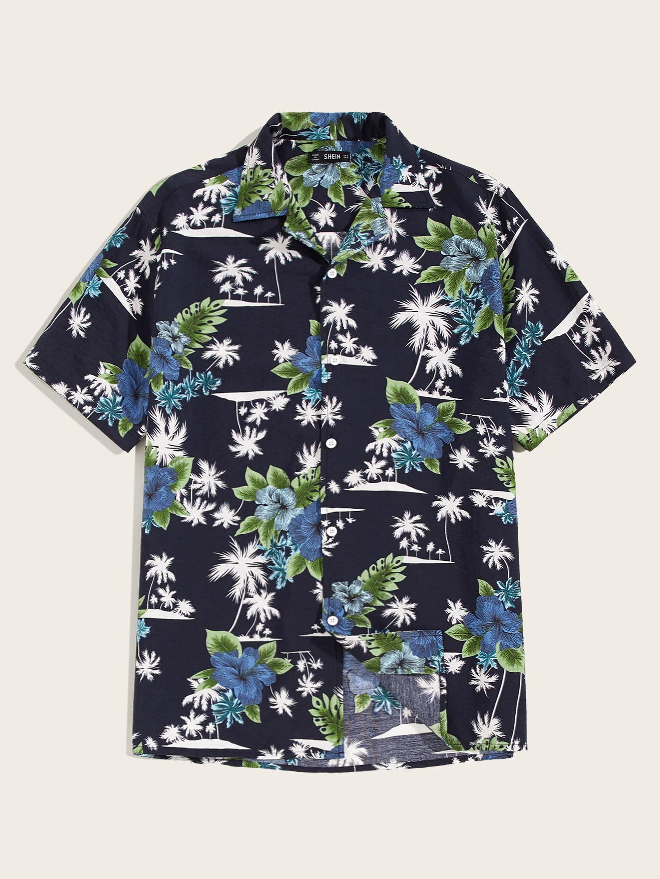 Camisa hawaiana de hombres con estampado tropical de cuello Camisa hawaiana de hombres de cuello revere | ROMWE