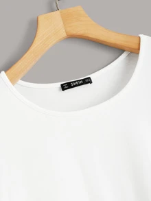 SHEIN LUNE Flounce Sleeve Solid Top - White - View 4