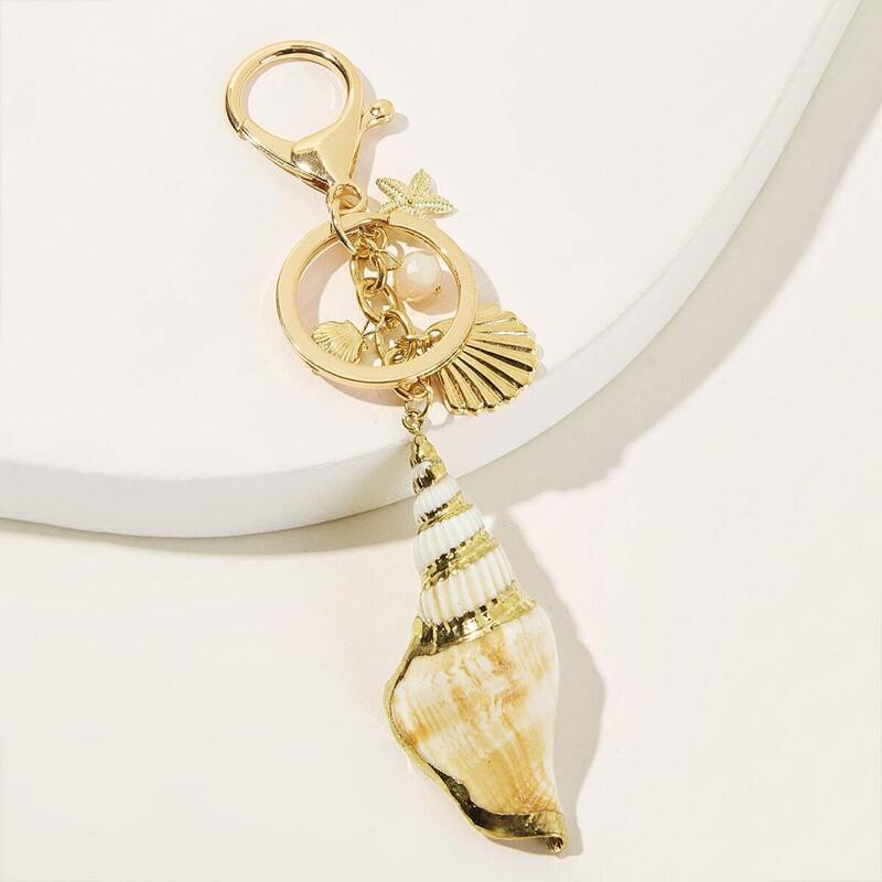

Shell & Starfish Charm Keychain, Gold