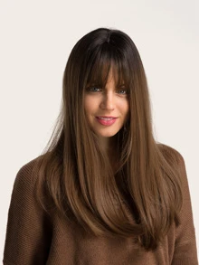 HAIRCUBE 20 Inch Brown Air Fringe Medium Long Straight Hair Ethereal Beautiful Stylish Synthetic Wigs for Women - Mocha Brown - View 5