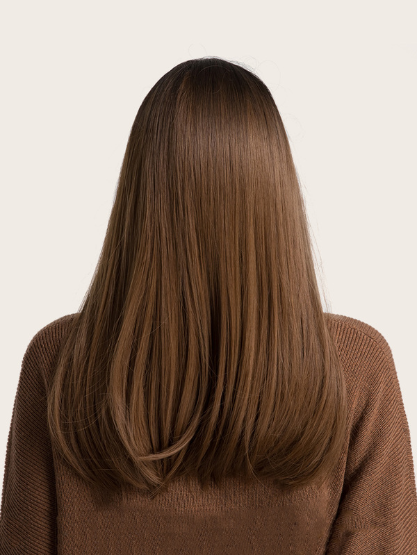 HAIRCUBE 20 Inch Brown Air Fringe Medium Long Straight Hair Ethereal Beautiful Stylish Synthetic