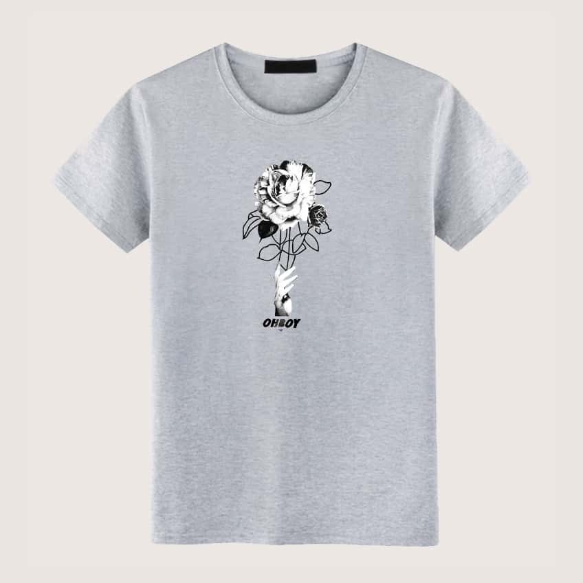 

Guys Floral Print Tee, Grey