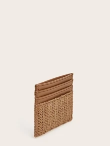 Bolso tejido con soporte para tarjetas, perfecto para viajes de verano, playa, ligero y portátil para tarjetas de crédito y de identificación, trabajadores de cuello blanco, mujeres, vacaciones, aniversario, regalo de cumpleaños, accesorios de regalo - Marrón - Ver 3