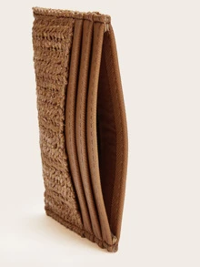 Bolso tejido con soporte para tarjetas, perfecto para viajes de verano, playa, ligero y portátil para tarjetas de crédito y de identificación, trabajadores de cuello blanco, mujeres, vacaciones, aniversario, regalo de cumpleaños, accesorios de regalo - Marrón - Ver 6