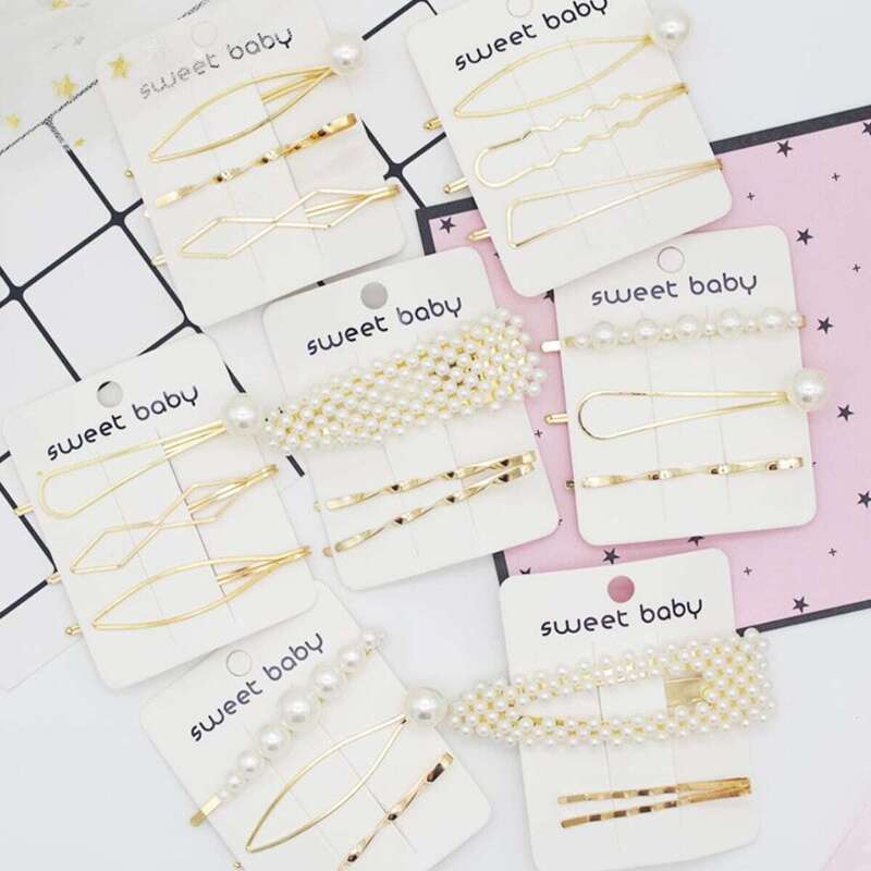 

Random Faux Pearl Decor Hair Pin 3pcs, Gold