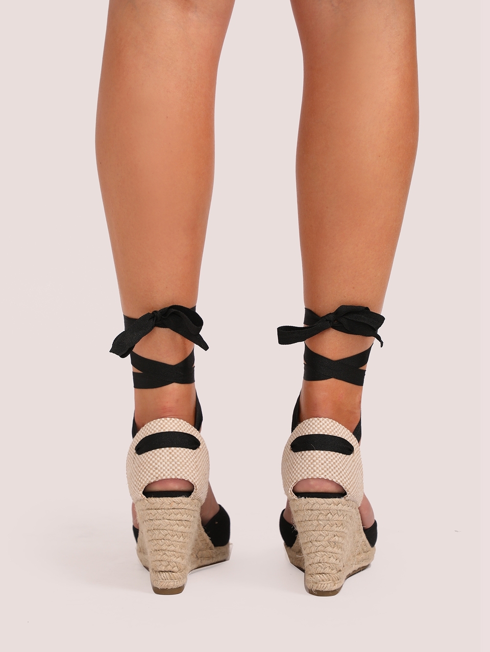 Women's Fashion Black Espadrilles Platform Wedge Shoes Valentine's Day