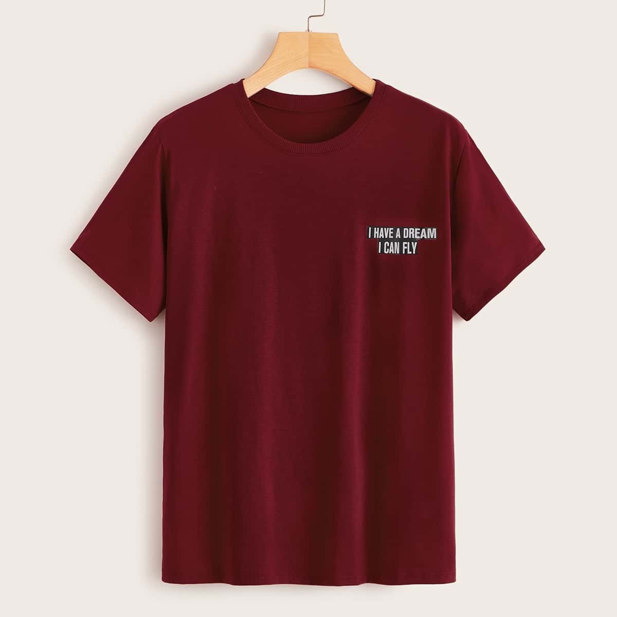

Letter & Wing Pattern Tee, Burgundy