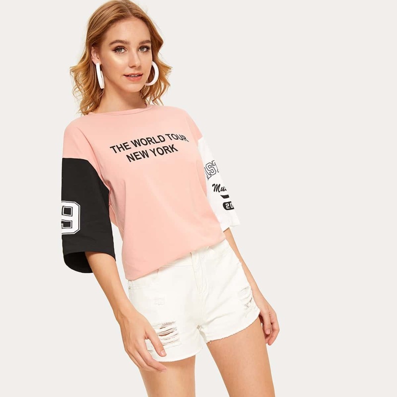 

Colorblock Letter Print Top, Multicolor