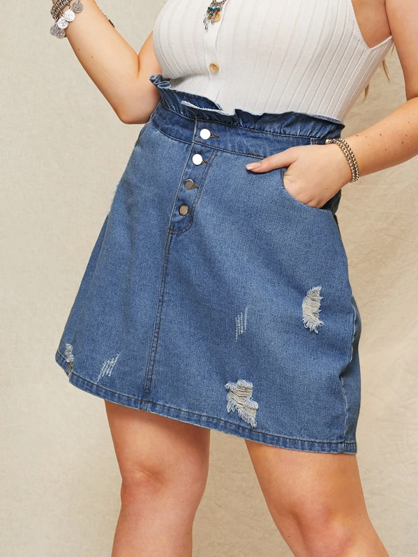 black denim skirt shein