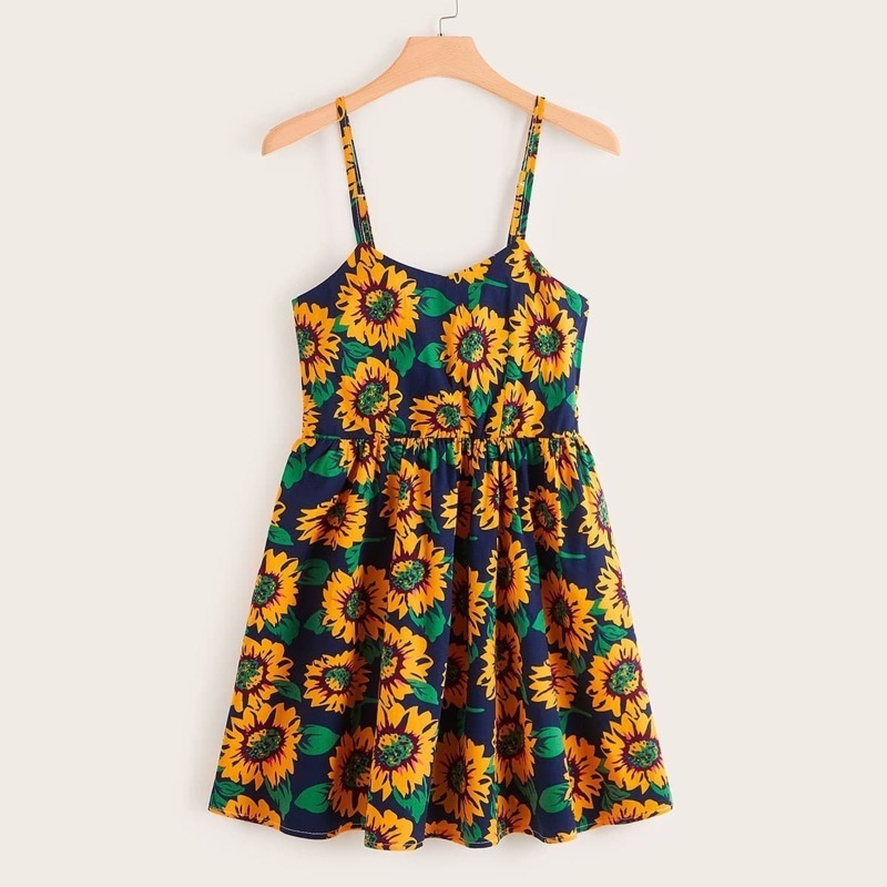 

Plus Sunflower Print Cami Dress, Multicolor