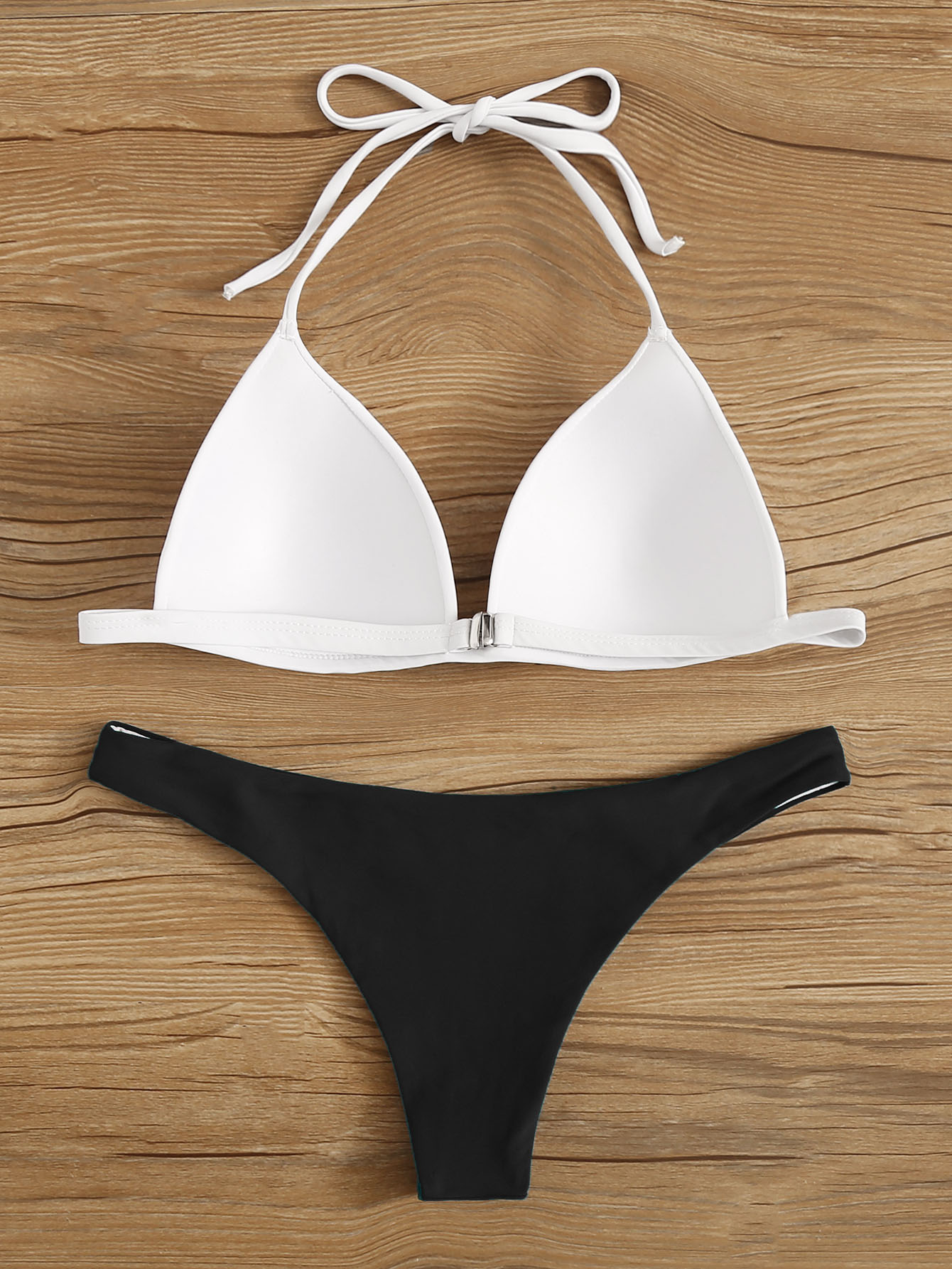 halter top with low rise bikini set