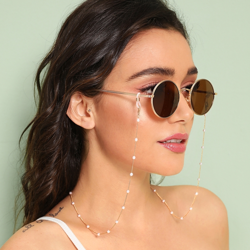 

Faux Pearl Rosary Glasses Chain, Gold