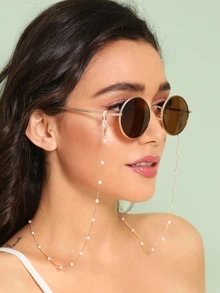 SHEIN VCAY Faux Pearl Rosary Glasses Chain