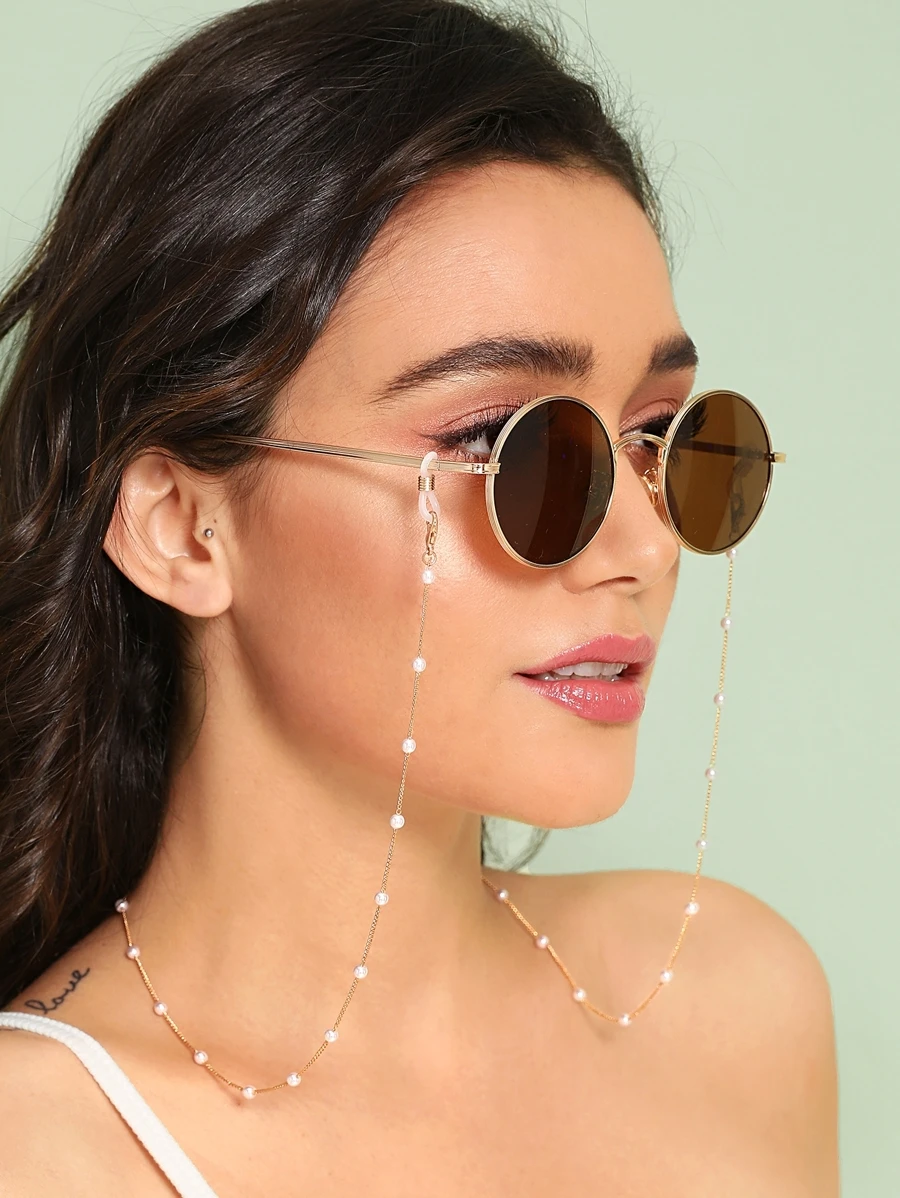 SHEIN VCAY Faux Pearl Rosary Glasses Chain