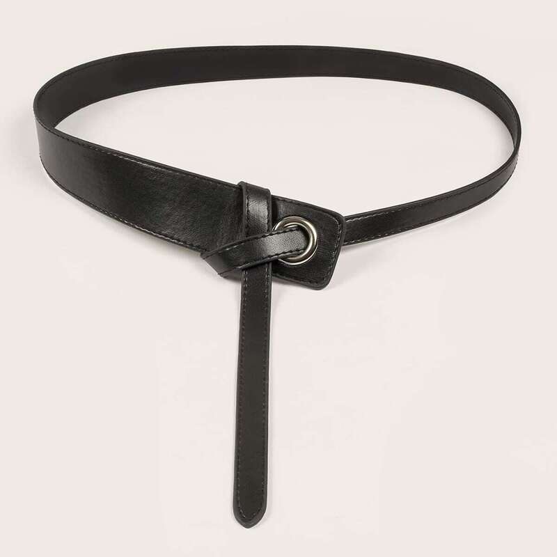 

Knot Decor Skinny Waist Belt, Black