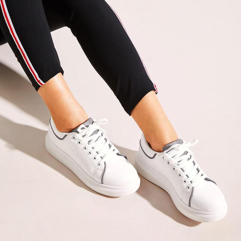 

Lace-up Front Low Top Sneakers, White