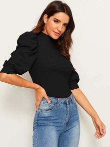 Mulvari Camisa de manga farol exagerada - Negro - Ver 3