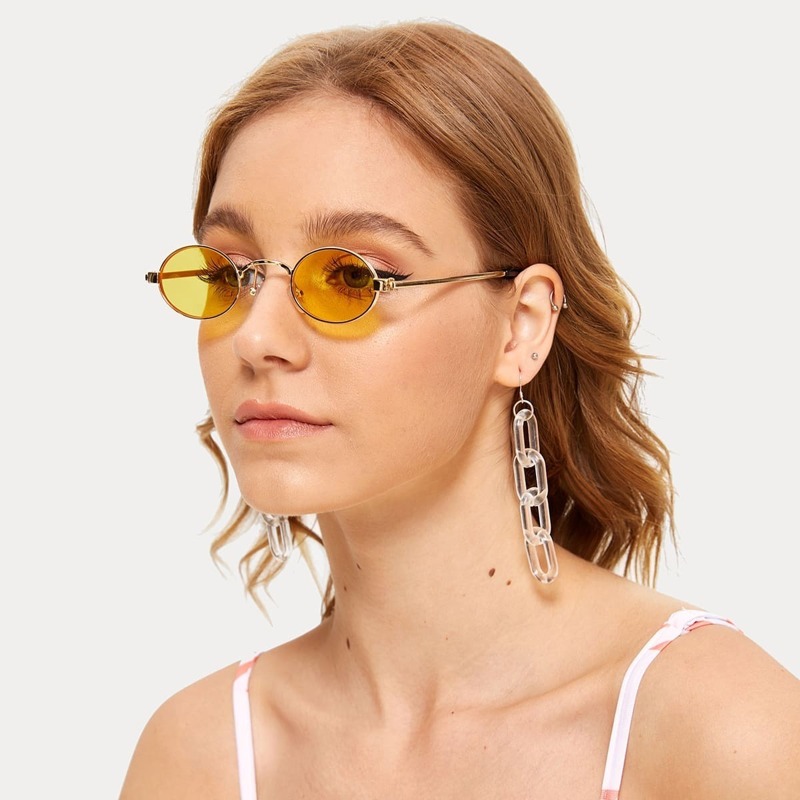 

Oval Metal Frame Sunglasses, Yellow