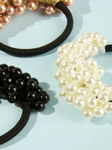 串珠裝飾髮繫帶3個 - 彩色 - 查看 3