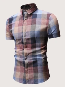 Manfinity Men Plaid Single Breasted Shirt - Multicolor - View 3