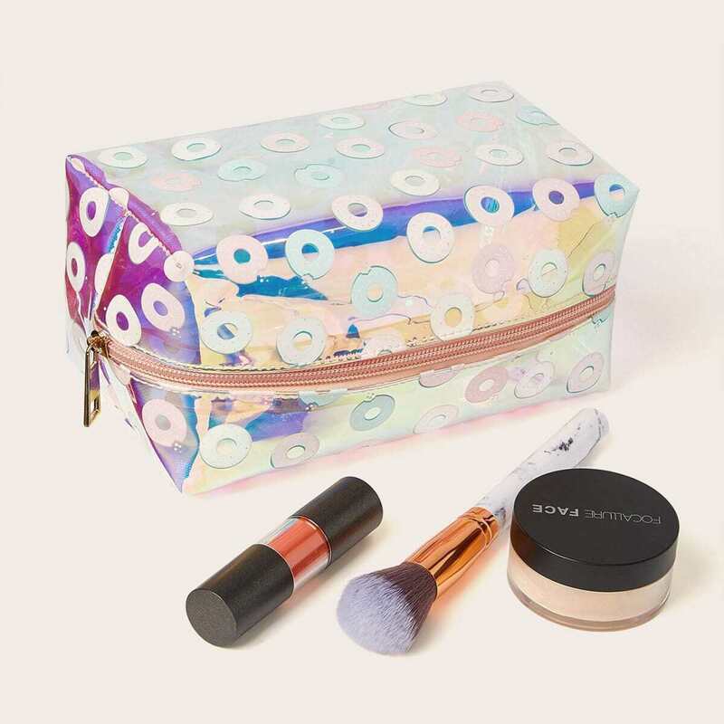 

Doughnut Print Iridescence Makeup Bag, Multicolor