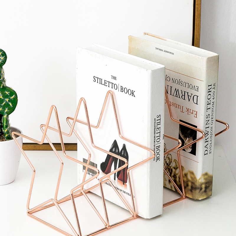 

Star Shaped Iron Desktop Book Storage Rack, Rose gold