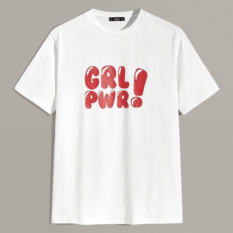 

Guys Letter Print Short Sleeve Top, White