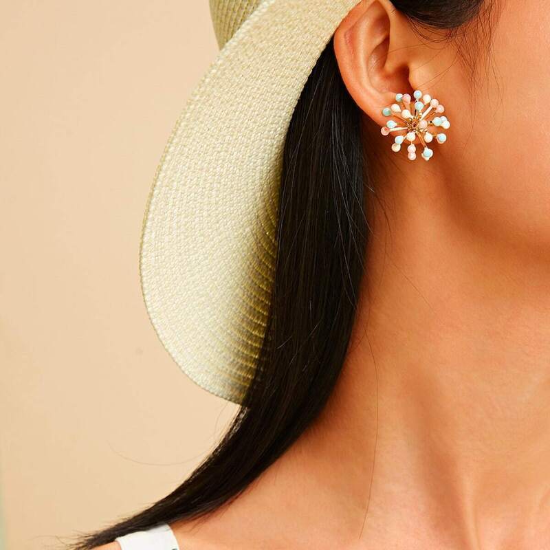 

Flower Shaped Stud Earrings 1pair, Multicolor