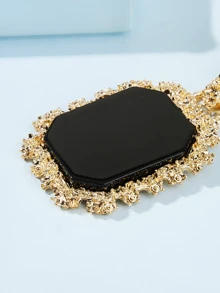 Two Tone Geometric Drop Earrings 1pair - Black - View 3