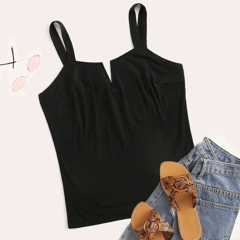 

Plus Notch Neck Solid Top, Black