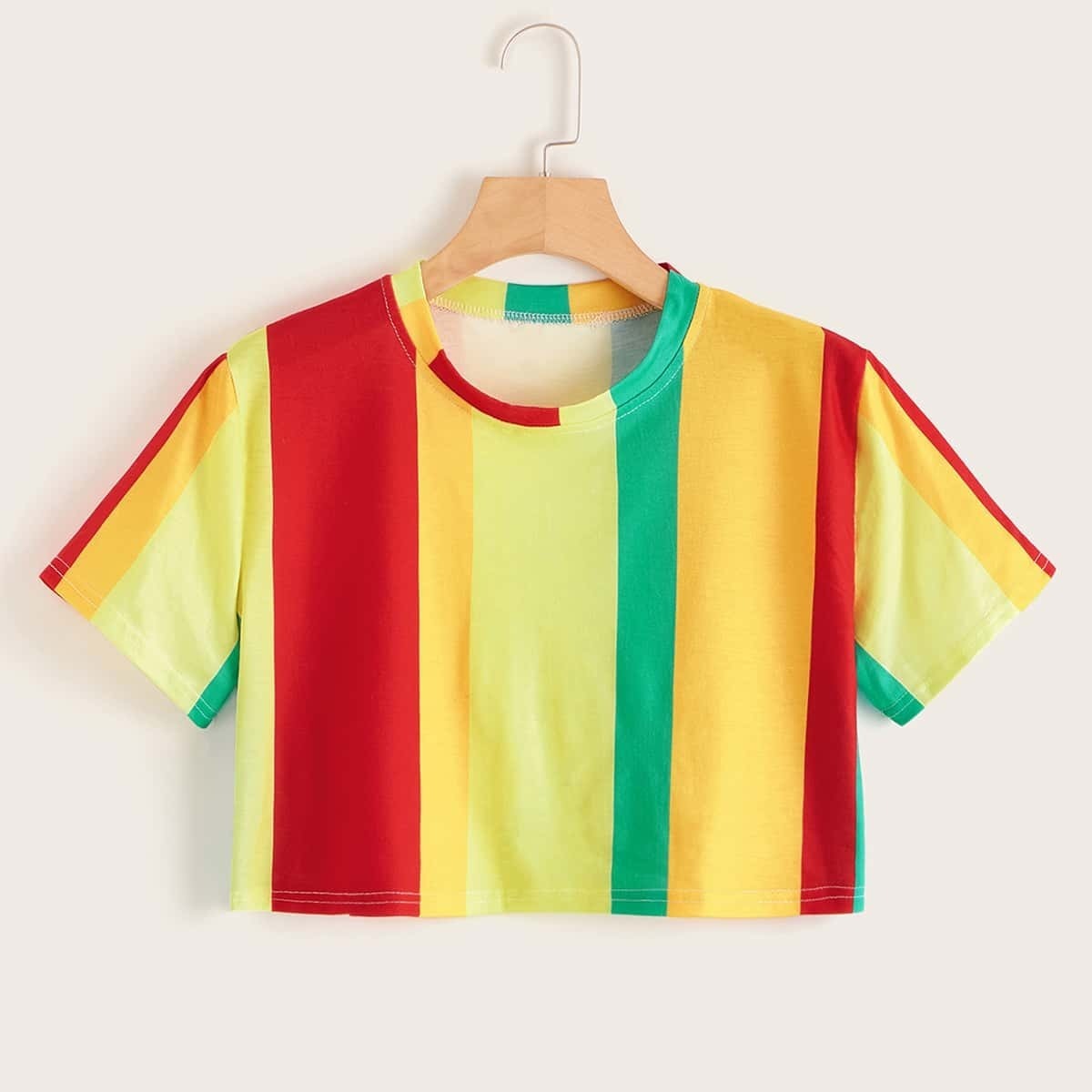 

Colorful Stripe Crop Tee, Multicolor