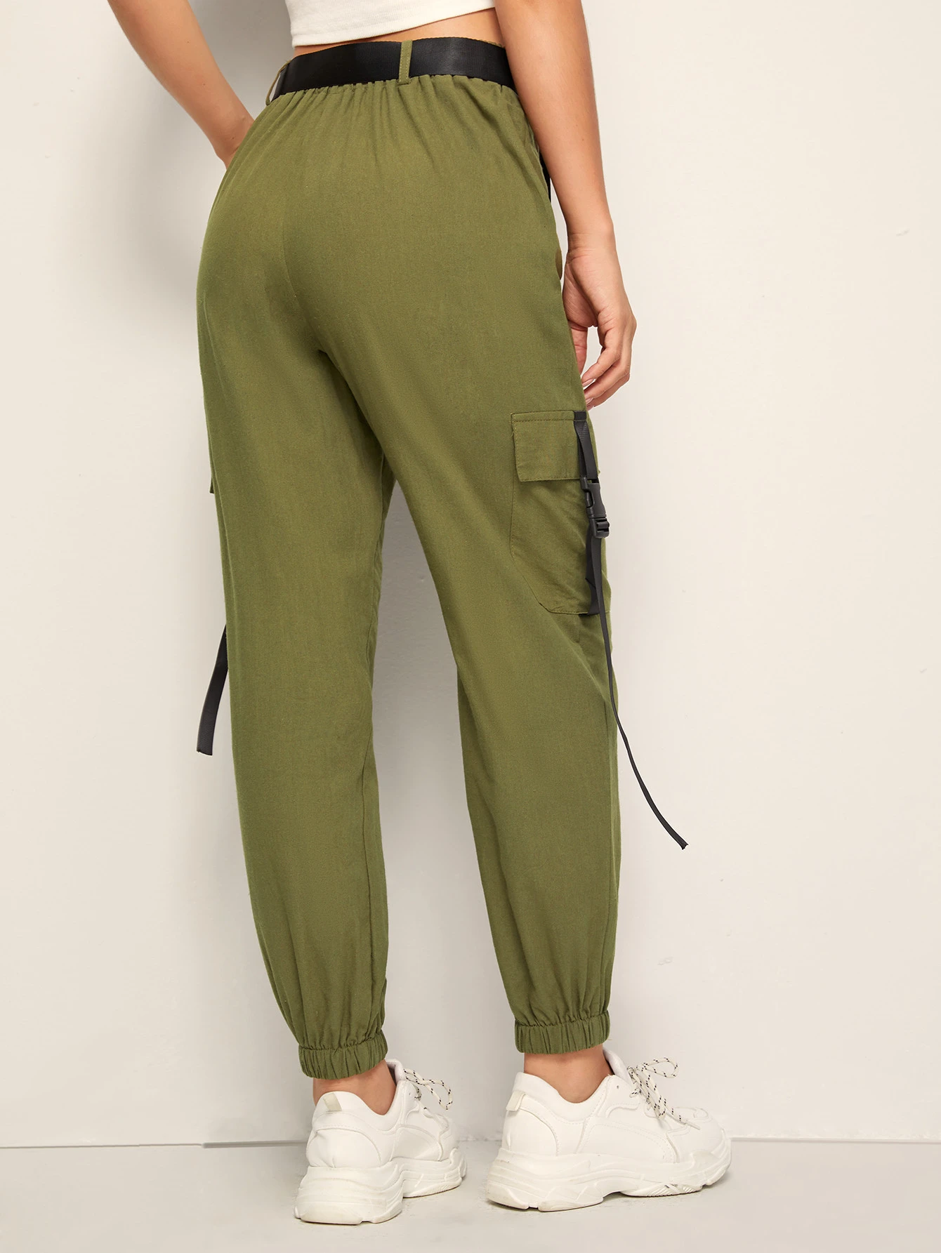 Leger groen Casual Vlak Broeken Zak | SHEIN Nederland