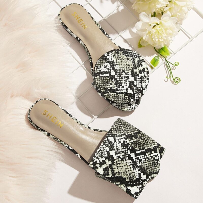

Snakeskin Print Flat Mules, Multicolor