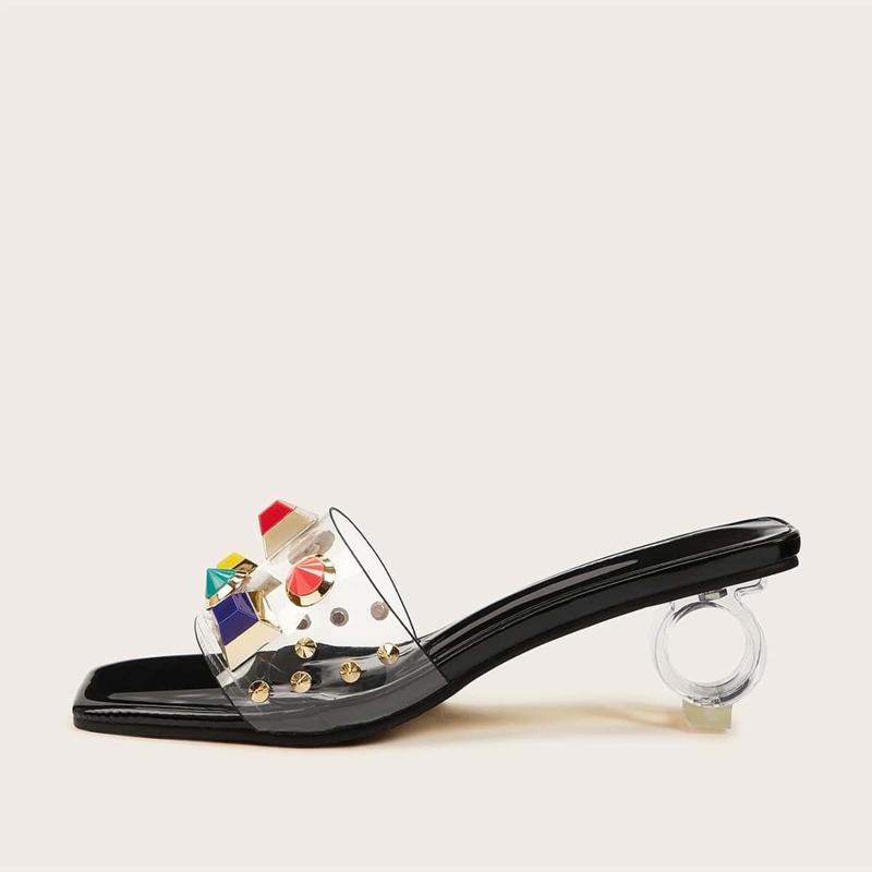 

Studded Decor Open Toe Heels, Multicolor