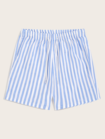 Manfinity RebelGame Men Drawstring Elastic Waist Striped Shorts