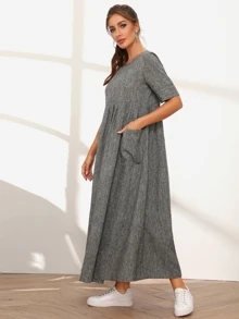 SHEIN Pocket Front High Waist Dress