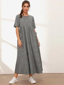 SHEIN Pocket Front High Waist Dress