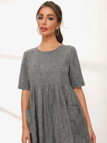 SHEIN Pocket Front High Waist Dress