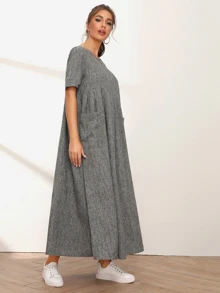 SHEIN Pocket Front High Waist Dress